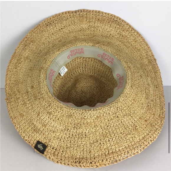 Peter Grimm Wide Brim Floppy Beach Sun Hat with White Bow in Tan - Picture 8 of 9